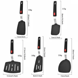 Tabella delle taglie della spatola da cucina in silicone con dimensioni e pesi precisi.