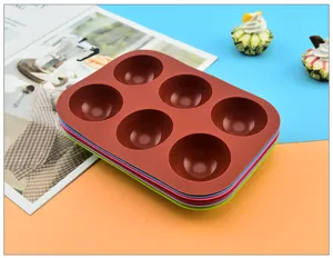 6-hole silicone mold detail view, perfect for ice spheres, chocolate, or baking treats.