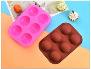 6-hole silicone half sphere mold for chocolate, DIY ice ball maker and baking tool.