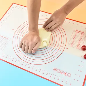 Silicone pastry baking mat with measurement markings and temperature chart for kitchen