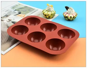 6-hole silicone mold for baking, chocolate, ice balls, and DIY kitchen craft details.