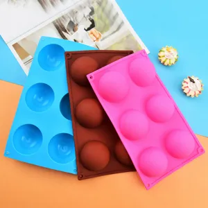 6-hole silicone ice ball mold sphere chocolate maker DIY baking tray flexible kitchen tool