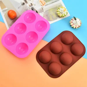 6-Cavity Half Sphere Silicone Mold for DIY Chocolate Ice Ball Baking and Kitchen Tool