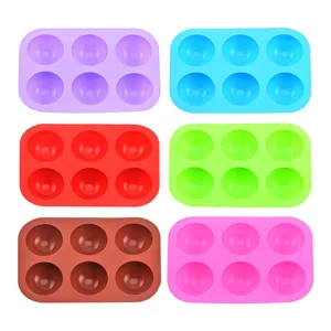 6-hole silicone mold for ice balls and chocolate, colorful DIY baking and ice making tools set.