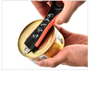 Manual can opener detail showing ergonomic handle and easy pull-tab mechanism for kitchen use.
