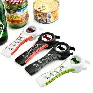 Stainless Steel Multifunctional 5 in 1 Can Opener Bottle Opener Jar Opener Kitchen Gadget With Non Slip Handle