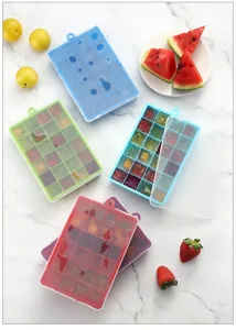 Bac a glacons en silicone avec couvercle moule a glace carre outil de cuisine.