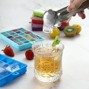 Bac à glaçons en silicone avec couvercle moule carré boîte à glaçons gadget de cuisine vue