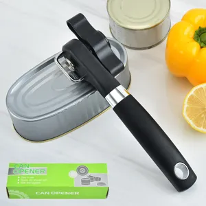 Manueller Dosenöffner aus Edelstahl mit ergonomischem schwarzem Griff für die Küche.
