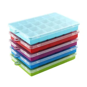 Bacs a glacons en silicone empilables colores avec couvercles transparents cuisine