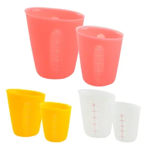 Set de tasses a mesurer en silicone souples et graduees pour la patisserie DIY 500ml 250ml