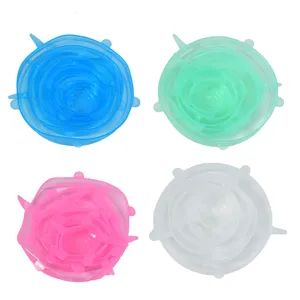 Coperchi in silicone estensibili set da 6 pezzi, coprialimenti riutilizzabili per ciotole e frutta.