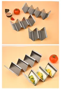 Stainless steel taco holder stand for hard soft tacos kitchen tool display rack 2 pack