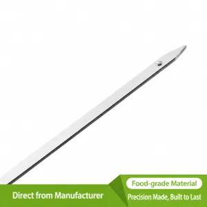 Thickened stainless steel BBQ skewers, durable metal roasting sticks for outdoor camping.