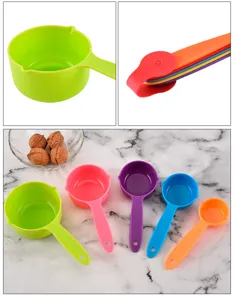 Colorful plastic measuring cup set 5-piece baking kitchen tool with clear scale