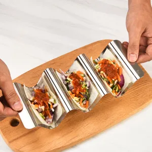 Stainless Steel Taco Holder Wavy Tortilla Stand Metal Burrito Rack Hard Shell Display Kitchen Baking Cookware Tool