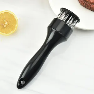 Stainless steel meat tenderizer tool with sharp pins for kitchen cooking, beef and pork pounding hammer.
