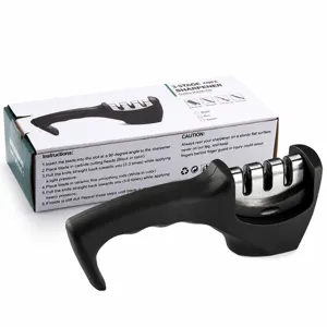 Multi-Functional Kitchen Knife Sharpener Portable Manual Rapid Sharpening Tool With Ergonomic Black Handle