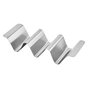 Stainless steel taco holder stand rack, wave shape metal taco shell display for kitchen.