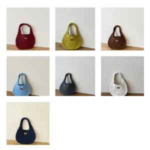 Korean soft plush handbag for women winter fluffy knit tote bag cute commuter casual mini bag
