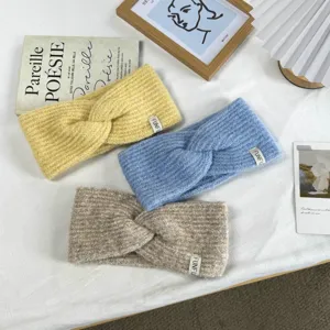 Cozy knit twist headband winter warm hair band retro thick solid color casual headwear