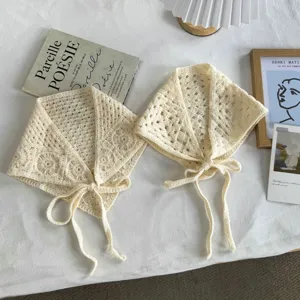 Handgemaakte Gehaakte Driehoekige Sjaal Opengewerkte Kant Decoratieve Rok Wrap Vrouwen Franse Retro Taille Riem Sjaal Accessoires