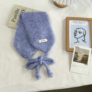 Strick Ohrenschuetzer Damen Winter warm lila Outdoor Reiten Ohrwaermer stilvoll Kaelteschutz