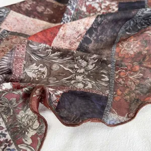 Retro printed triangle scarf vintage floral head wrap lightweight fashion accessory detail