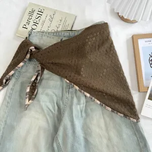Pañuelo triangular calado vintage para mujer verano transpirable elegante y versátil