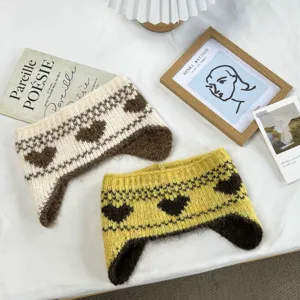 Fair Isle γλυκό πλεκτό μάλλινο κεφαλόδεσμος ζεστό χειμερινό κορεάτικο στυλ για γυναίκες