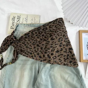 Leopard print triangular scarf women stylish lightweight summer shawl thin beach neck scarf
