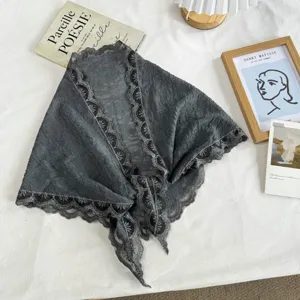 Dunkelgraues spitzen dreieckiges tuch damen herbst neu vielseitig elegante hohl deko schal.