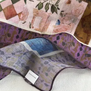Lightweight floral square scarf for women, retro vintage neck scarf fashion accessory detail.