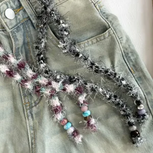Vintage pluche kraal lange ketting voor warme trui uniek ontwerp mode taille riem