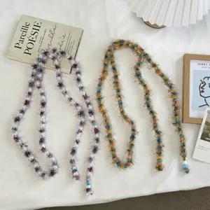 Gezellige pluche gebreide lange ketting truiketting en stijlvolle tailleriem voor dames.