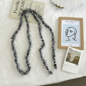 Winter donzig lange ketting voor vrouwen vintage zwart wit trui ketting sieraden cadeau