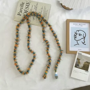 Pluizige lange gebreide trui ketting vintage harige halsketting veelzijdige taille riem dames