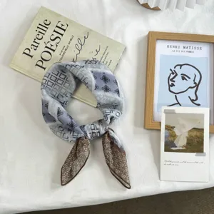 Vintage floral small square scarf for women, lightweight chic neckerchief retro fashion accessory.