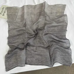 Japanese vintage linen small square scarf breathable thin neckerchief gradient shawl for women