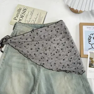 Korean style floral mesh triangular scarf, sweet summer fashion headscarf and chic neckerchief.