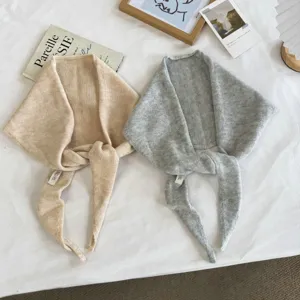 Solid color knitted triangular scarf autumn winter warm neck wrap stylish decorative small shawl