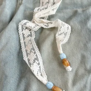 Dulce cinturón de cinta de encaje con cuentas para vestido de mujer vaqueros detalle