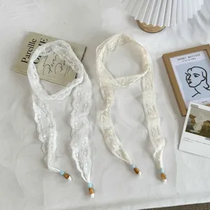Cuerda de cintura de encaje dulce cinta fina con colgante de cuentas para faldas y jeans.