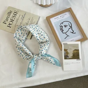 Cotton floral small square scarf detail, paisley print bandana and stylish neckerchief.