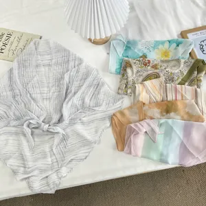 Donna sottile sciarpa di seta scialle triangolare accessorio vita a sovrapposizione motivi