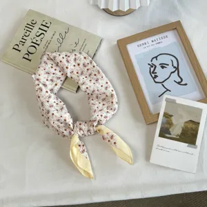 Floral cotton square scarf women versatile vintage bandana stylish head cover neck wrap soft spring