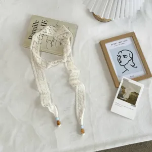Dulce cinturón de encaje con borla de cuentas para mujer, accesorio de ropa delicado