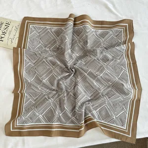 Vintage geometrische print kleine vierkante sjaal zijden sjaal voor vrouwen mode.