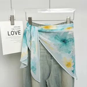 Sciarpa triangolare in chiffon floreale accessorio da cintura decorativo elegante dettaglio