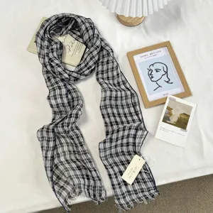 Écharpe en lin de style japonais de haute qualité, douce et respirante pour l'été.